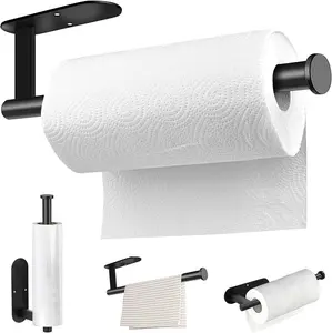 Paper Towel Holder Wall Mount, Self Adhesive Or Drilling Under Cabinet Kitchen, Stainless Steel Paper Towel Roll Rack, Towel Roll Hanger for Bathroom