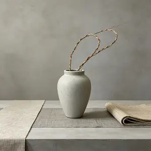 Minimalist Ceramic Vase, Small White Speckled Pottery Vase for Dried Flowers, Rustic Matte Stoneware Vase, Nordic Style Desktop Decor, Modern Farmhouse Bud Vase for Living Room Bedroom Home Decoration Floral