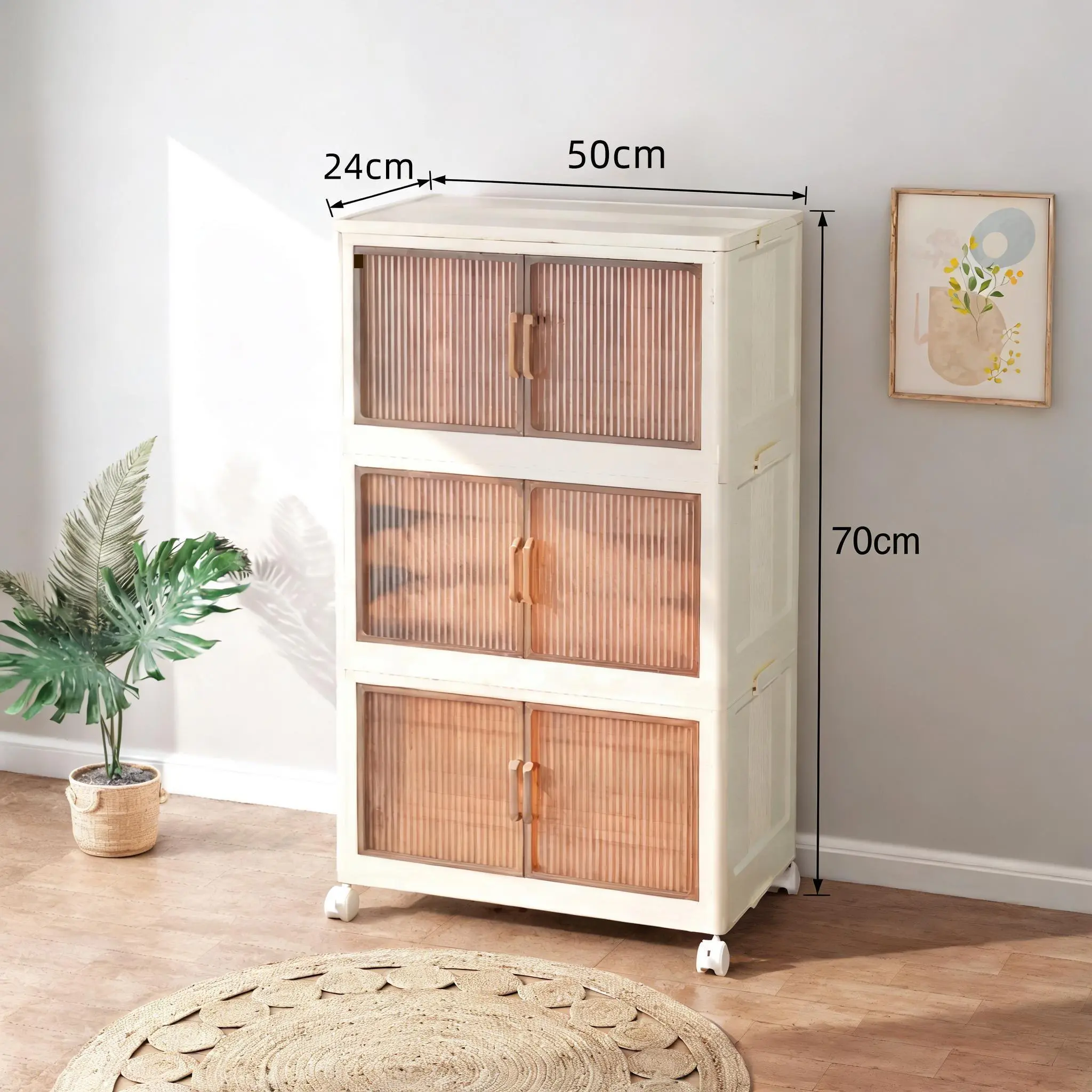 5 Tier Collapsible Storage Bins with Universal Wheels Stackable Plastic Folding Organizer for Bedroom Living Room Space Saving Cutlery Tableware 5 Tier Collapsible Storage Bins with Universal Wheels Stackable Plastic Folding Organizer for Bedroom Living Room Space Saving Cutlery Tableware