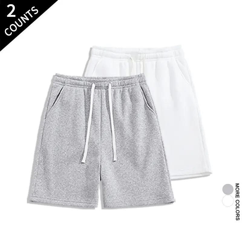 2 Pack Multi‑Color Unisex Casual Sweat Shorts Loose Fit Drawstring Athletic Jogger Shorts With Pockets Summer Vacation Home Workout Outfits