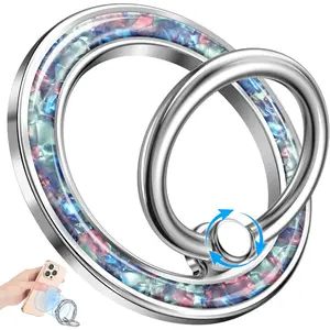 Phone Ring Holder Compatible with MagSafe -  Cell Phone Grip  Removable Finger Ring Grip Stand Cute Girly Kawaii Green Conch Design for  17 Pro Max 16 15 14 13 12 Series