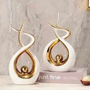 2 Piece Abstract Flame Design Resin Decor, Modern Art Home Decoration, abstract figure sculpture, Unique Desk Ornament, Fashionable Decor for Living Room and Office