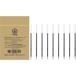 3.85'' Ballpoint Ink Pen Refills for Click Pens, 1 mm Medium Point Tip, Black Ink 10Pcs