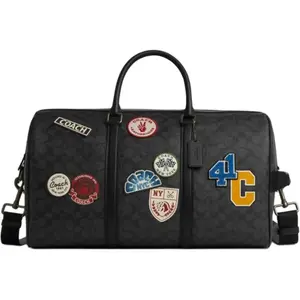 COACH Venturer 45 Logo-Printed Large Travel Bag with Zipper Closure in Black-Gray for Men