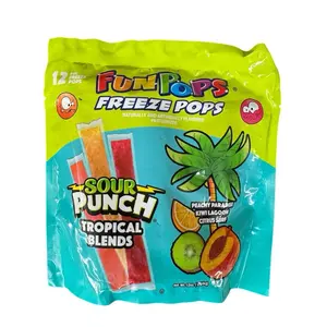 Sour Punch Freeze Pops Tropical Blends- Peachy Paradise, Kiwi Lagoon, & Citrus Surf- 12 pops Per Bag