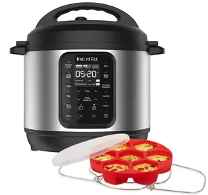 Instant Pot 6qt 9-in-1 Pressure Cooker Bundle: Exclusive Bonus Silicone Pan with Lid, Rice & Multi Cooker, Stainless Steel
