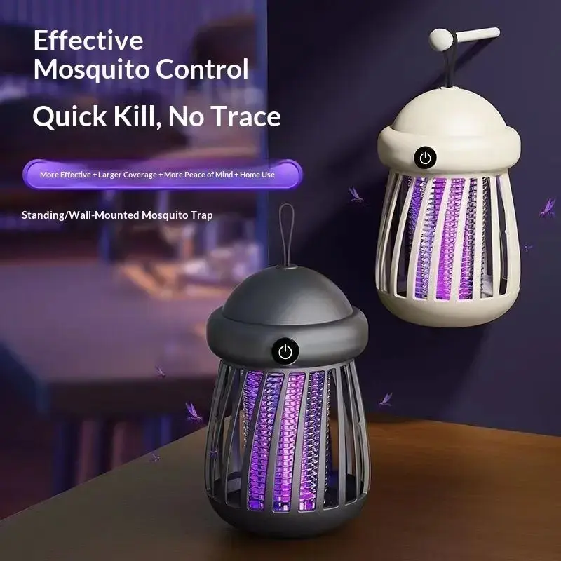 MUNBYN Electronic Mosquito Killer Lamp - UV Insect Trap with 3000V Electric Grid, Quiet Indoor Jellyfish Bug Zapper for Gnats, Moths, Fruit Flies, Electronic Mosquito Zapper, Uv Light