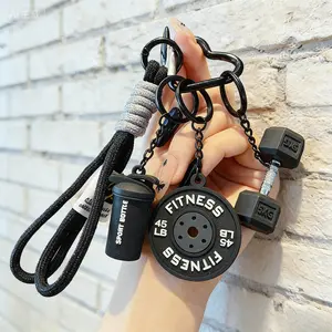 Fitness themed keychain, cute keychain with braided lanyard, fashionable bag pendant, fun hanging accessory for fitness enthusiasts