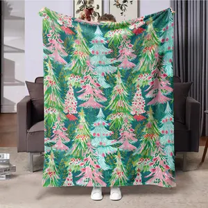 Christmas Tree Pattern Blanket, Soft Warm Throw Blanket, Air-conditioned Room Blanket, Warm Nap Blanket for Home Office Travel Camping, Cozy Blanket Throw