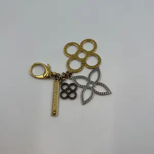 Pre-owned Louis Vuitton Metal Bag Accessories Monogram Bijoux Sac Taberge Keychain Silvery Golden