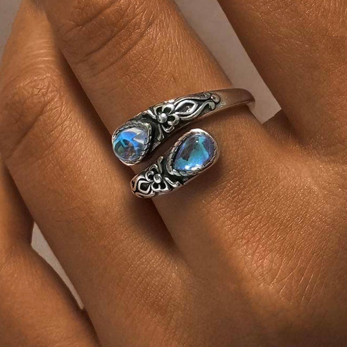925 Sterling Silver,White Turquoise/Moonstone/Black agate Rings for Women,Adjustable Sunflower Ring Vintage Spoon Rings,Gift,Elegant Jewelry for Women 925 Sterling Silver,White Turquoise/Moonstone/Black agate Rings for Women,Adjustable Sunflower Ring Vintage Spoon Rings,Gift,Elegant Jewelry for Women