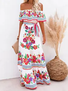 Fiesta Bloom Off-Shoulder Maxi Dress