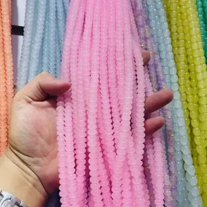 A007 200pcs Flat Glass Beads 5mm x 8mm for Bracelet Necklace Jewelry Making Unique Design Versatile Crafting Beading Kit