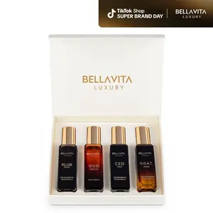 BellaVita Luxury's Perfume Gift Set for Men | 4 Luxury Minis | Long Lasting | G.O.A.T. , Oud, CEO Man, Klub Man | Eau De Parfum | Portable Perfume Kit | Perfect Father's Day Gift | Super Brand Day Exclusive