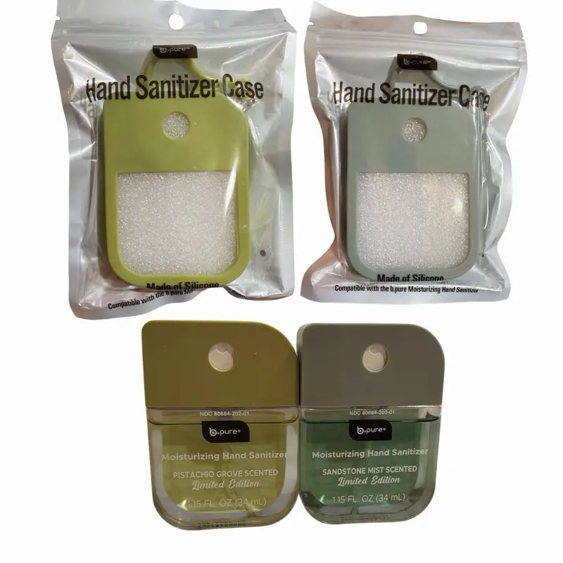 2-pc Hand Sanitizer b pure Set-Comes with one Silicone Holder, moisturizing cleansing