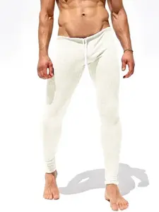 1pcs Men's Tight-Fitting Fine Striped Gym Sport Elastic Drawstring Pants, Comfortable and Stretchy, Perfect for Workout and Fitness, Drawstring Waist Sweatpants, Active Pants, Skinny Sportswear