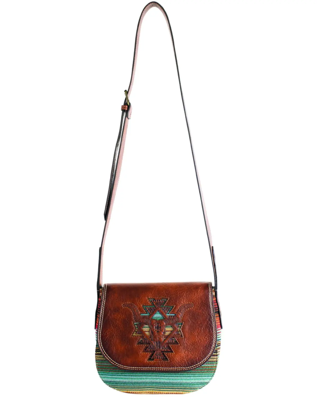 Catchfly Women's Women'S Southwestern Steerhead Crossbody Saddle Bag - 2521245312