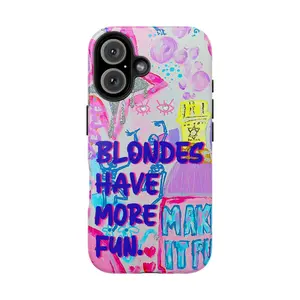 Glittercutie Blondes Have More Fun Phone Case Make It Fun Pink Collage Summer Colorful School Girls Phone Cases Phone Cover Hard Case Tough 2-piece Magnetic Phone Case