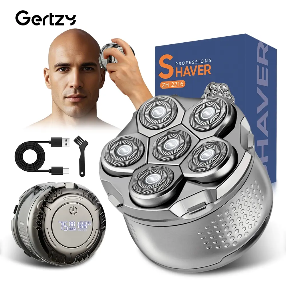 GERTZY Bald Head Shaver & Beard Trimmer with LCD Display, Cordless Rechargeable Shaver, Rechargeable Shaver Machine & Men’s Groomer for Scalp Facial Hair, Gift for Boyfriend Husband Dad Buddy, Portable Beard Shaver