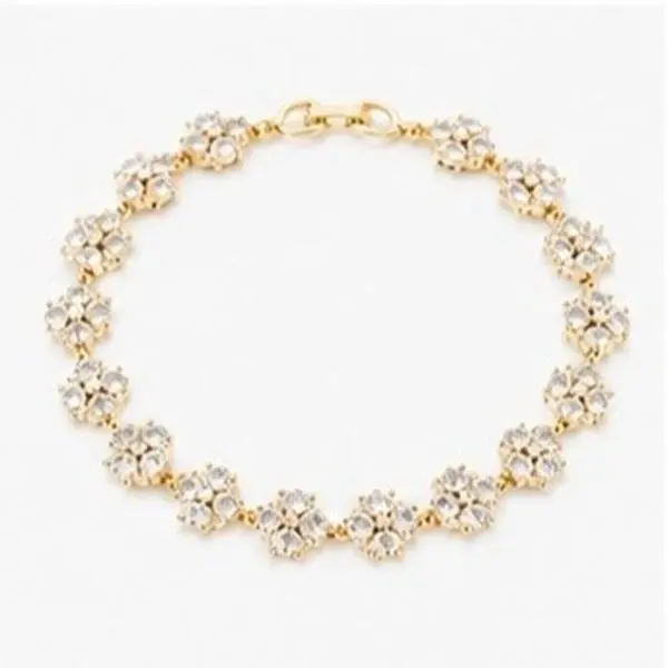 Jasmine Bloom Crystal Bracelet – Floral Zircon Accent Bracelet for Women, Elegant Gold-Tone Fashion Jewelry