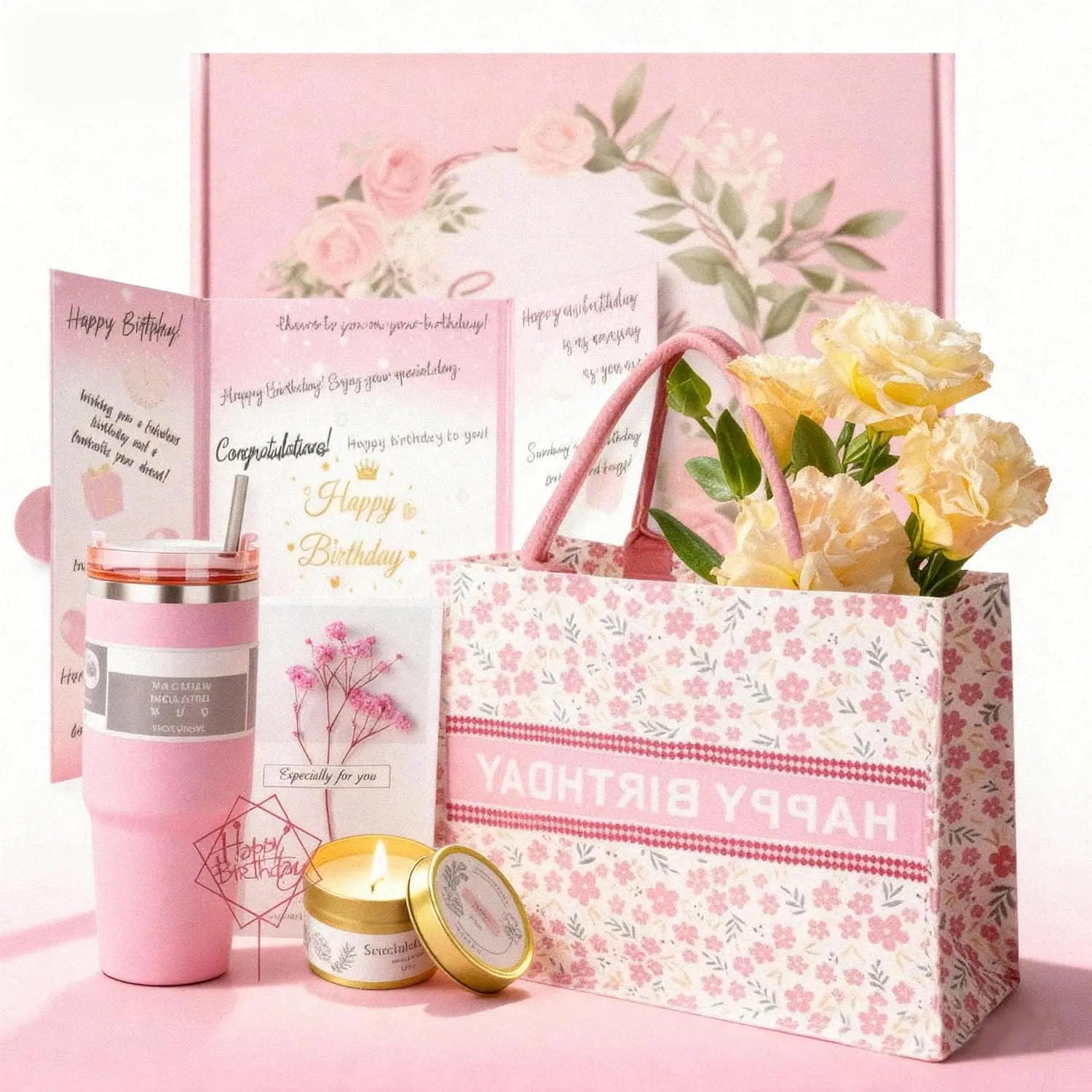 Birthday Party Gifts Set, 31pcs Happy Birthday Gifts for Women, Girl, Daughter and Sister, Funny Birthday Party Decors, Unique Party Basket for Birthdays, Anniversary, Valentine's & Graduation Gift