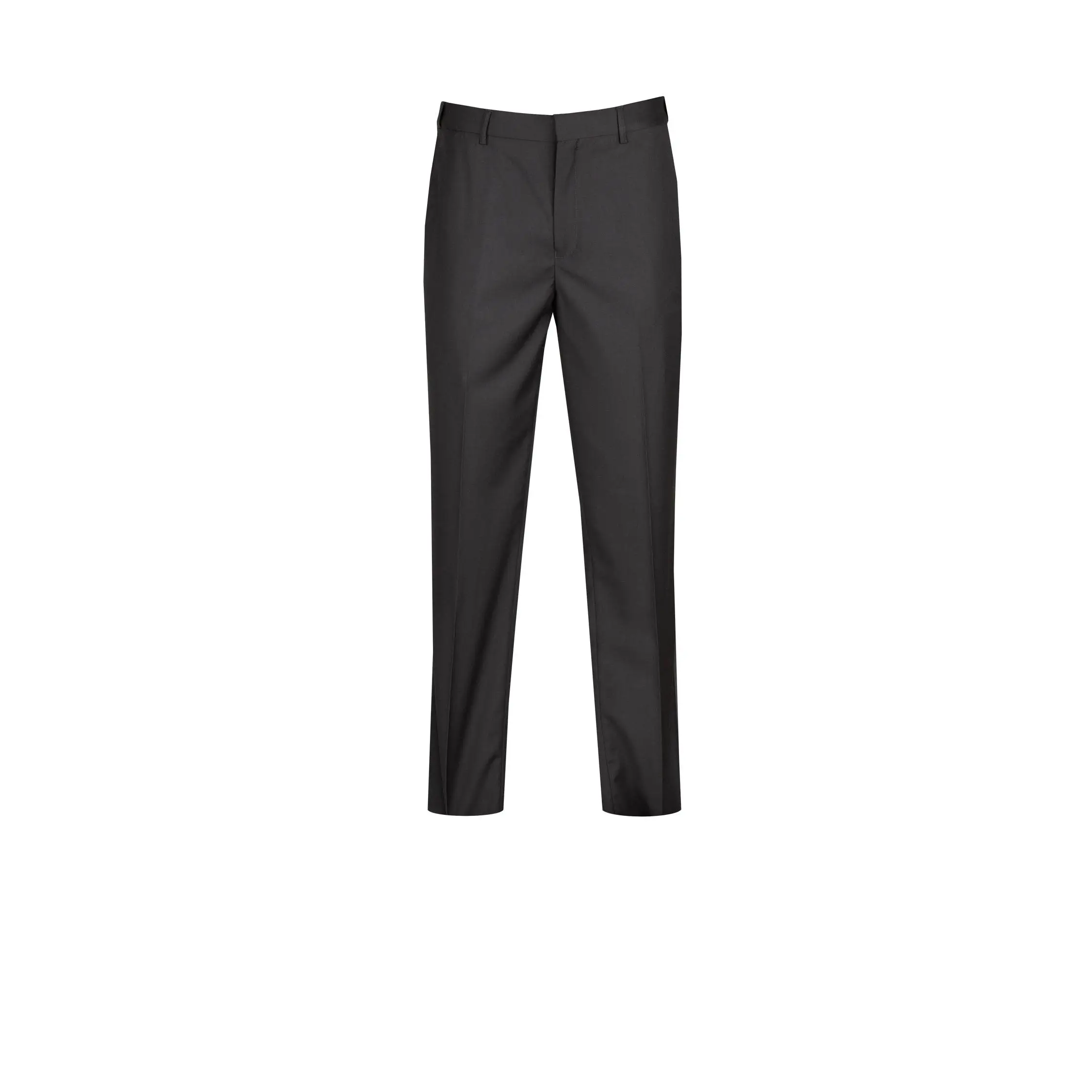Black Wool Feel Flat Front Tuxedo Pants with Adjustable Waistband