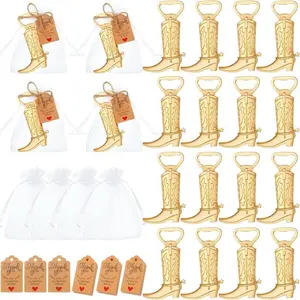 20sets Cowboy Boots Bottle Openers Set Includes Cowboy Beer Bottle Openers White Organza Bags Thank You Tags for Favors and Jute Rope for Guest At Wedding Party baptism gift favors party
