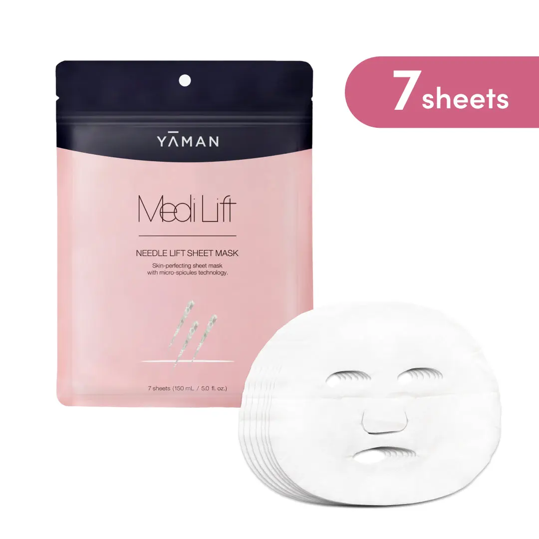 YA-MAN TOKYO JAPAN Needle Lift Firming Sheet Mask, Silky Hydrating Mask with Hyaluronic Moisturizer for Rejuvenating Face Care