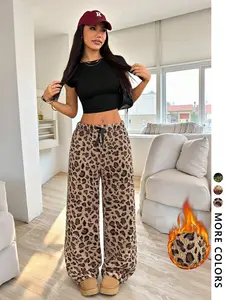 Women's Casual Loose Fit Leopard Print Pants, Fashion Streetwear Joggers, Comfortable Sporty Bottoms for Daily Wear & Outdoor Activities