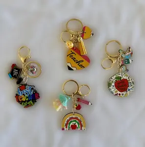 Teacher Gold Charms Keychain, Clasp and Ring Teacher Appreciation Gift, Teacher Gift Keyring, Best Teacher Ever, Graduation Gift