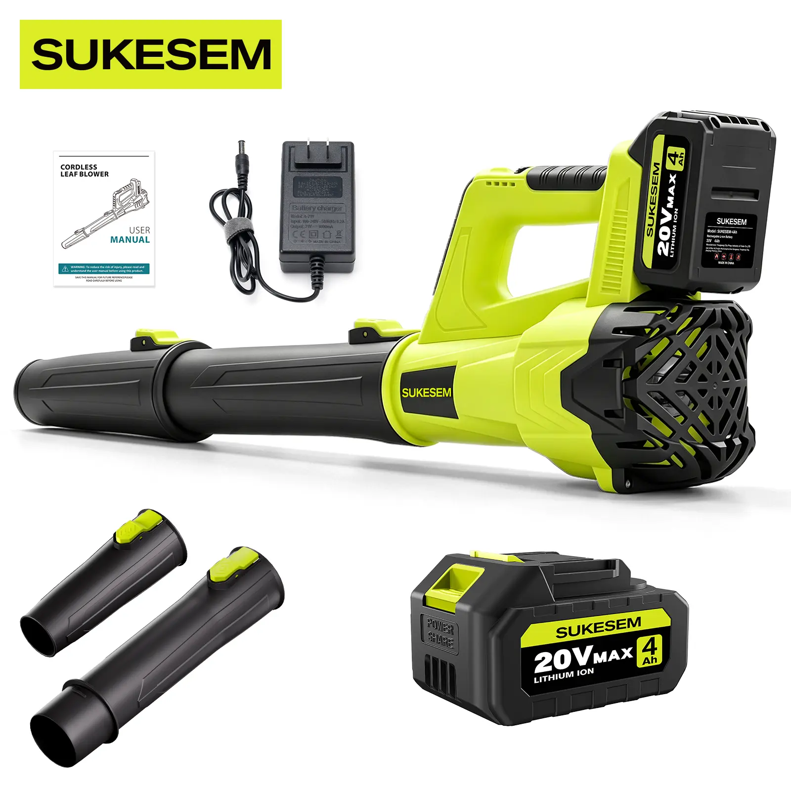 Cordless Leaf Blower With 4.0Ah Batteries, 580CFM/160MPH,2 Speed Levels & Extension Nozzle - Ergonomic Non-Slip Handle, Lightweight Design For Lawn Care and Garden Use