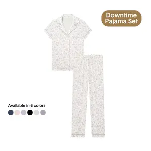 Tommy John Women’s Pajama Set | Soft Breathable Sleep Top & Pants | Lightweight Lounge Set with Button Front & Pockets Fit Elastic