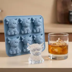 Highland Cow Model Silicone Ice Tray, Durable Plastic Mold, Easy to Use, Perfect for Ice Cubes, Juice, Ice Bucket, Cylinder Cup, Home Bar Accessories, Ice Cube Maker