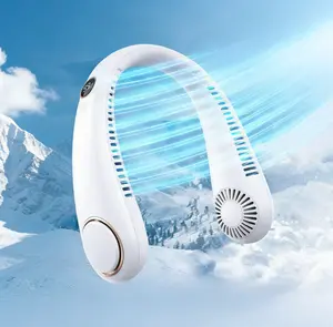 USB Rechargeable Neck Fan, Portable Neck Fan with Digital Display, 5-speed Wind Adjustment Fan for Outdoor Sports