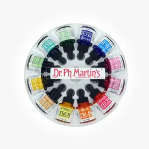 Dr. Ph. Martin's TECH Drawing Ink (Set 1) Ink Bottle, 1.0 US fl oz, 1 Set of 12 Bottles