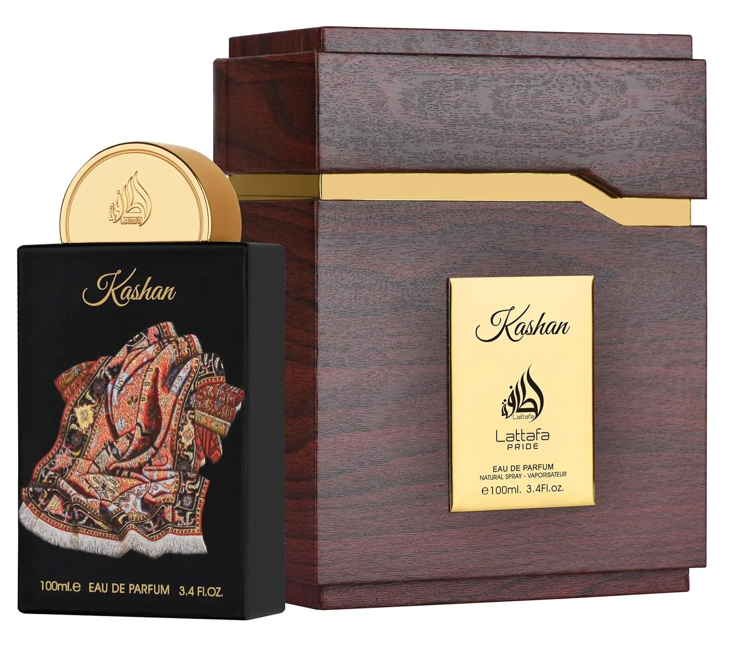 Lattafa Pride Kashan Unisex Eau de Parfum Spray 3.4 Ounce 100ml in Elegant Wooden Box
