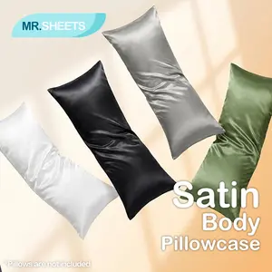 [Memorial Day Sale]NTBAY Silky Soft Satin Body Pillow Cover, Breathable Long Pillowcase for Side Sleepers, Smooth Cooling Bedding for All-Season, Envelope Closure
