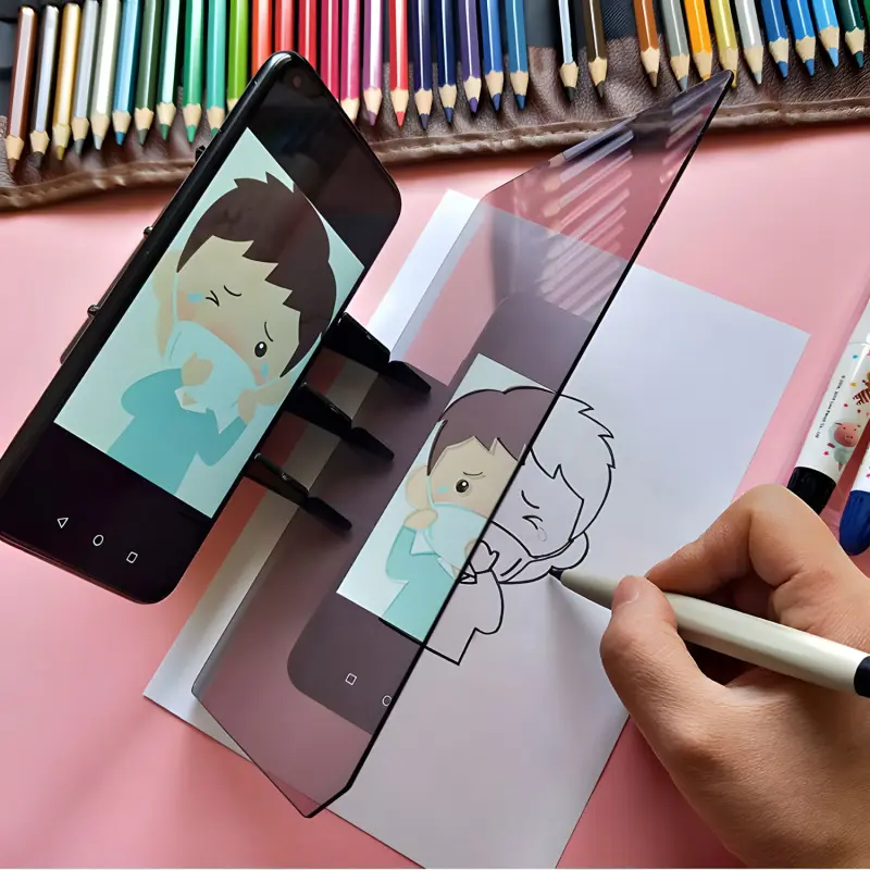 Portable Optical Drawing Tracing Pad Optical Projector Painting Copy Board Mirror Reflection Projection Tracing Plate Board Comic Tracer Art Stencil Tool with Phone/Pad Xmas Gift for,Students,Sketching,Painting Art Craft Supplies