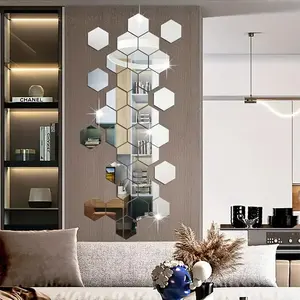 Acrylic Mirror Wall Sticker, Sticker Set, Random Combination Decorative Mirror Wall Decal, Decoration Sticker, Interior Stickers, Creative Wall Decor for Home Living Room Bedroom Kitchen, Ornaments