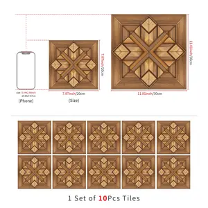 Retro Parquet Wood Floor Stickers, Waterproof Self-Adhesive Peel and Stick Tiles, Perfect for Kitchen Bathroom Living Room, Renters Friendly
