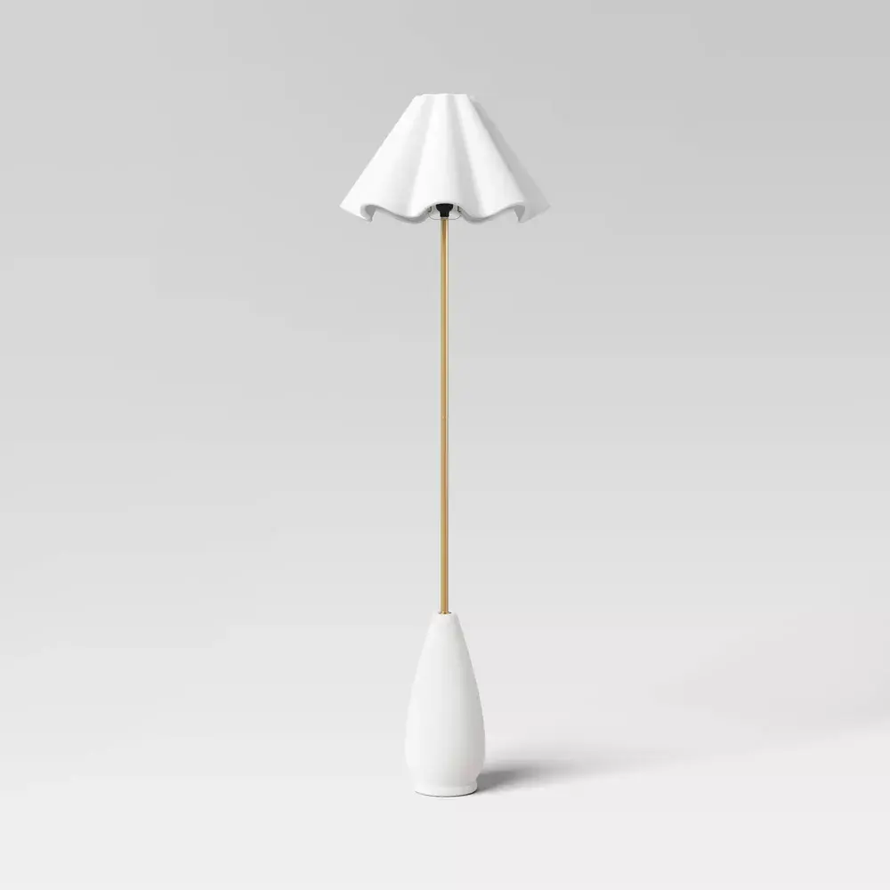Wavy Shade Collection Ceramic Base Floor Lamp - Threshold