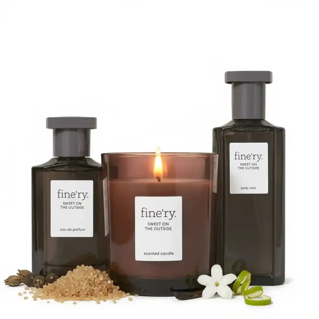 fine'ry. Midnight Café Women's Fragrance Gift Set - 3-Piece Perfume Set with EDP, Body Mist, and Candle, Smoky Vanilla & Cacao Wood Scent, Fragrance Sets, Scented Fragrance Set