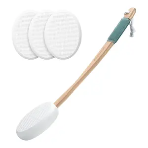 Lotion Applicator for Back with 17 Inch Curved Handle – Body Cream & Sunscreen Applicator with 4 Replaceable Pads
