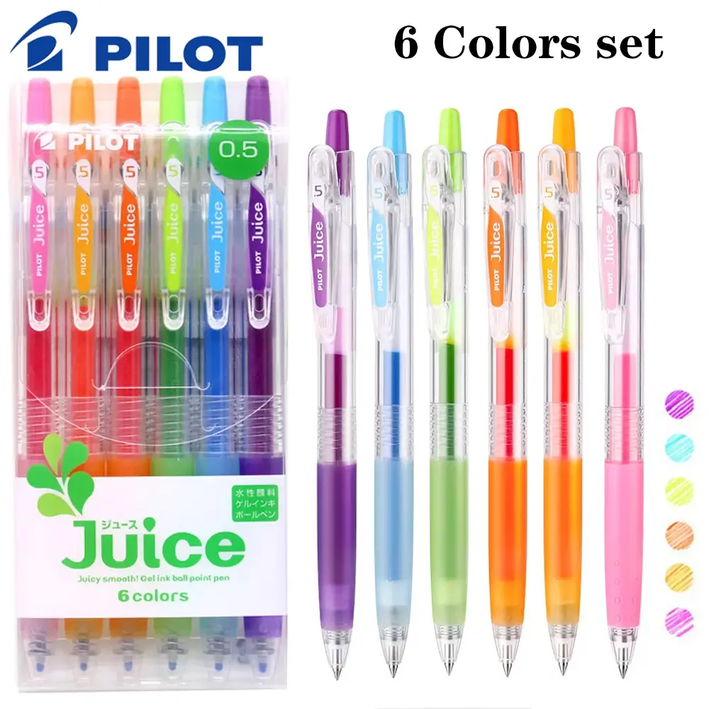 Pilot Juice Gel Pens, 6-Pcs Quick Dry Ink Set (LJU-10EF), 0.5mm Japanese Office Stationery, Smooth Writing for Student Notes & Drawing, School Supplies