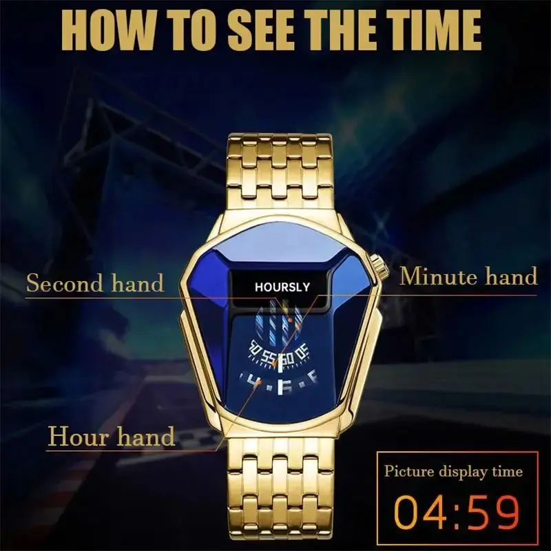 Gold Luxury Brand Trend Cool Men Wrist Watch Stainless Steel Technology Fashion Quartz Watch for Men 2026 Relogio Masculino