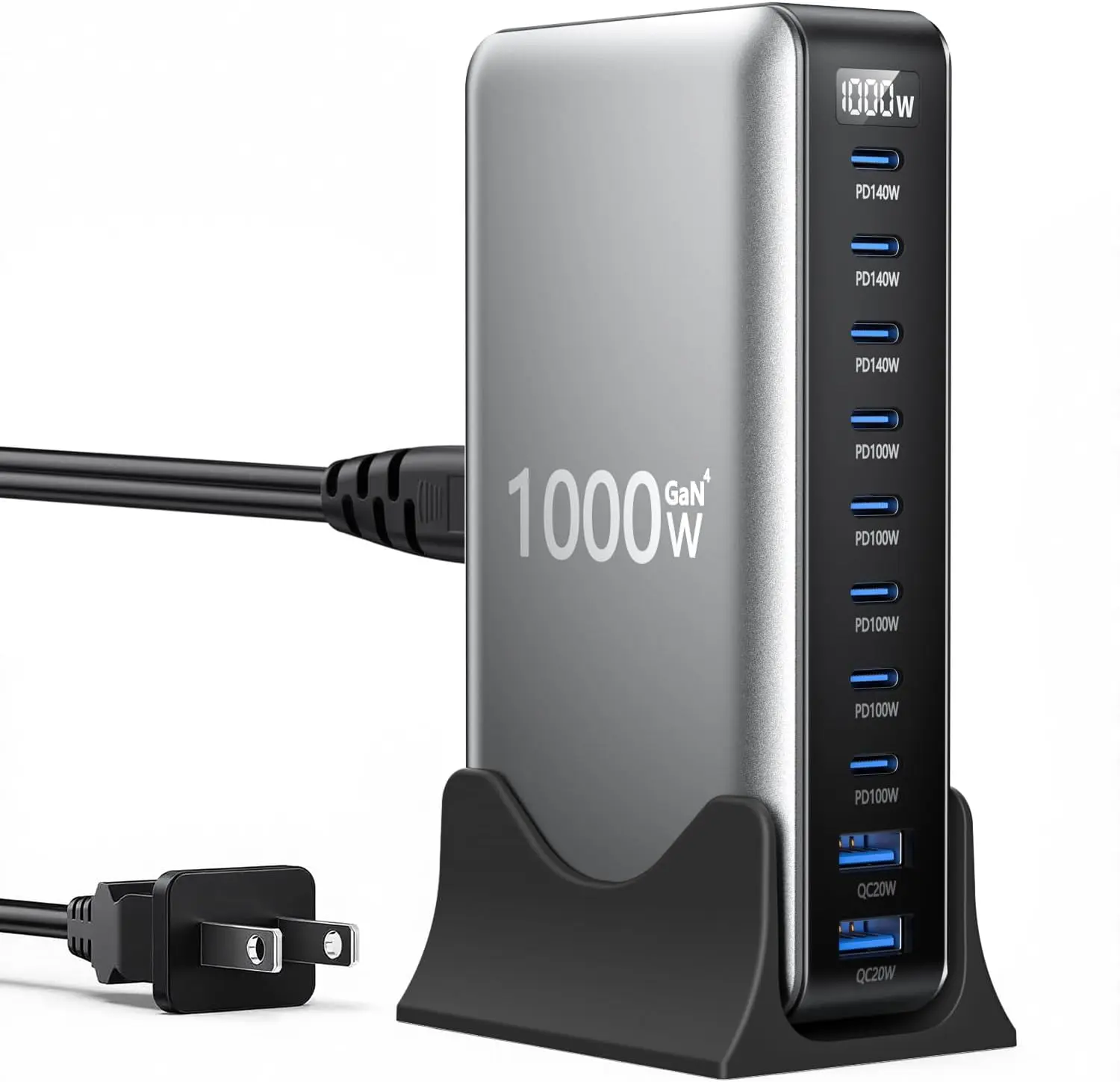1000W USB C Charger GaN Fast USB C Charging Station Hub，10-Ports PD 140W Laptop Charging Adapter Compatible with MacBook Pro/Air,iPhone,DELL,Steam Deck,Galaxy,Google