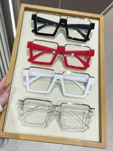 Fashionable Clear Eyeglasses Set, Stylish Square Frames, Trendy Casual Rectangle Frame Eyeglasses for Women & Men, Fashion Eyeglasses for Work, Daily Clothing Decor, for Student Daily Use