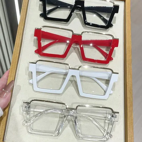 Fashionable Clear Eyeglasses Set, Stylish Trendy Eyewear, Stylish Square Frames, Trendy Casual Rectangle Frame Eyeglasses for Women & Men, Fashion Eyeglasses for Work, Daily Clothing Decor, for Student Daily Use