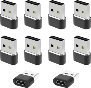 USB to USB C Adapter 10 Pack,Type C Female to A Male Charger Converter for Apple Watch Ultra iWatch 8 7,iPhone 16 15 14 13 12 Pro Max Plus,Airpods,iPad 9 10 Air 5 Mini 6,Car, Galaxy S23 S24 Alloy Aluminium