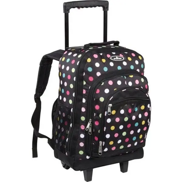 212 MAIN Everest 9045WH Compact Polka Dot Wheeled Casual Travel Backpack - 2-in-1 Rolling Pack with Wheeled Base, Functional Luggage Bag, Campus Life